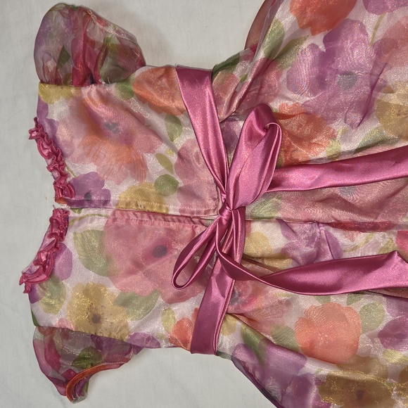 NANNETTE NEW Fancy Dress With Flowers & Ribbon Pink Purple Multicolored Sz 4 NWT - Picture 8 of 12